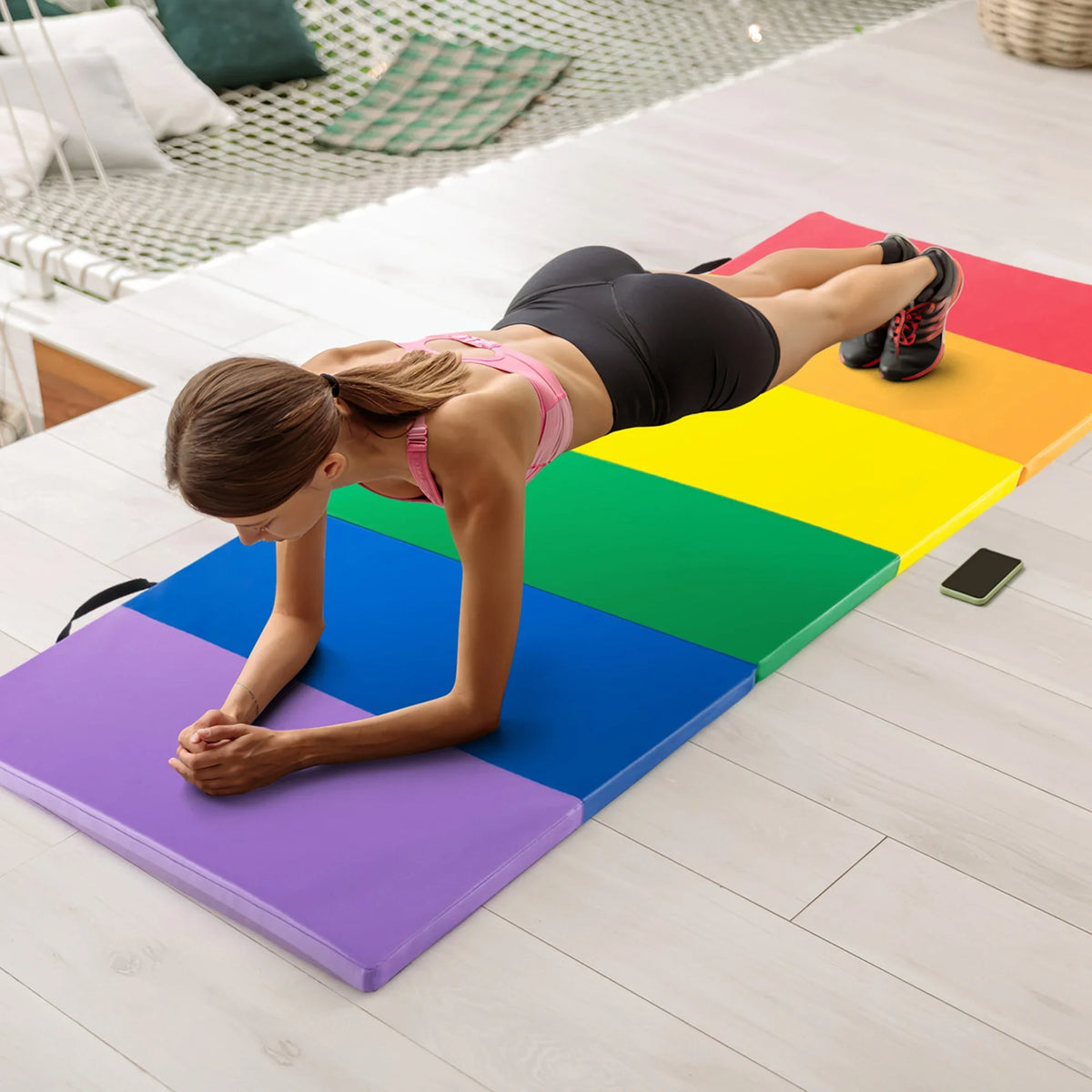 Costway Tri-Folding Gymnastics Mat 6' x 4' Tumbling Mat with Carrying Handles