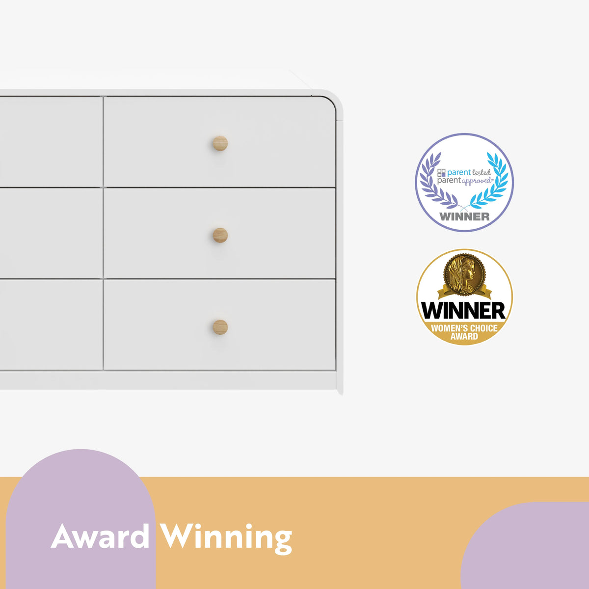 Storkcraft Santos 6 Drawer Nursery Double Dresser, White