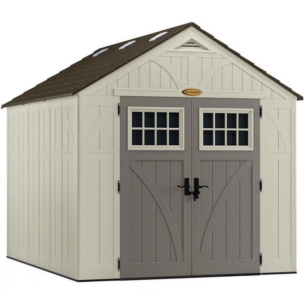 Suncast Metal and Resin Storage Shed, Vanilla, 8ft x 10ft, 547 Cu. ft. coverage area