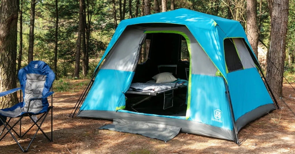 EVER ADVANCED 6 Person Blackout Camping Tent, Instant Family Tents, 60 s Quick Setup, Water-Resistant, Blue