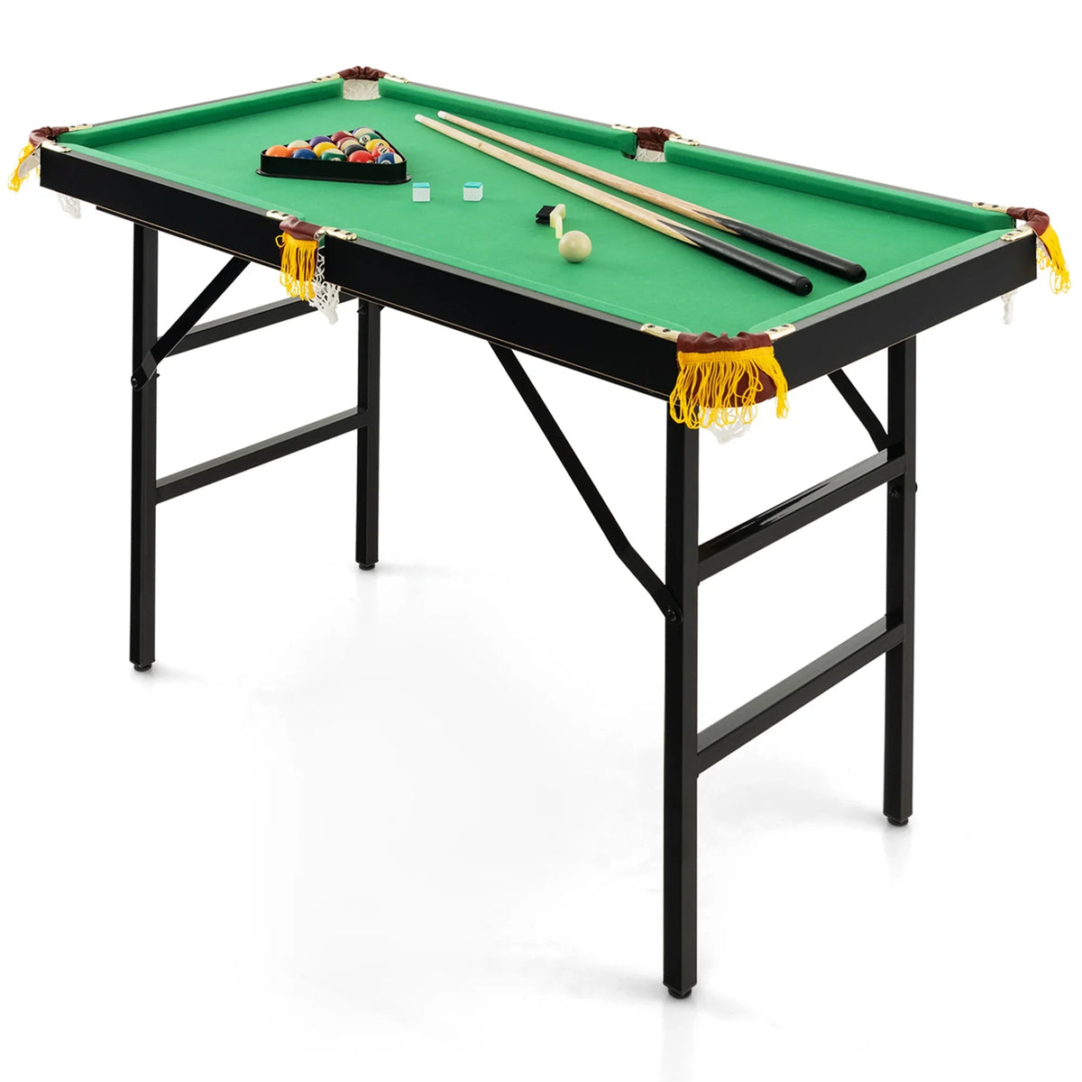 Costway 47" Folding Billiard Table Pool Game Table for Kids w/ Cues & Chalk & Brush