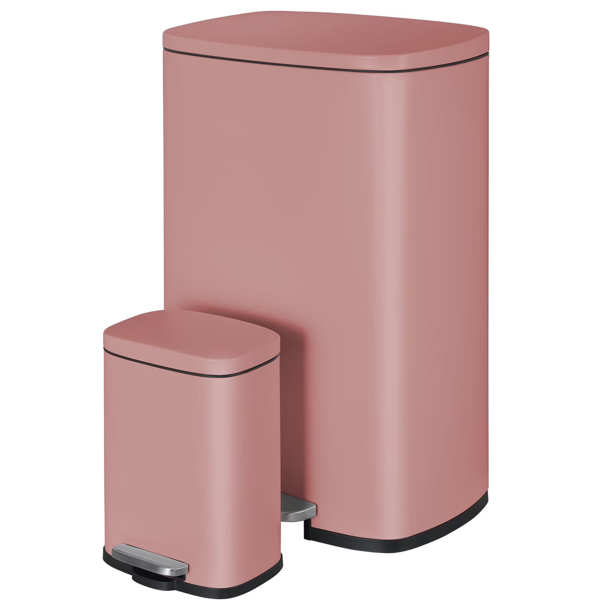Arlopu Step Trash Can Combo Set, 13.2 Gallon & 1.3 Gallon, Stainless Steel Garbage Bin with Foot Pedal for Kitchen, Home, Office, Soft-Close Lid