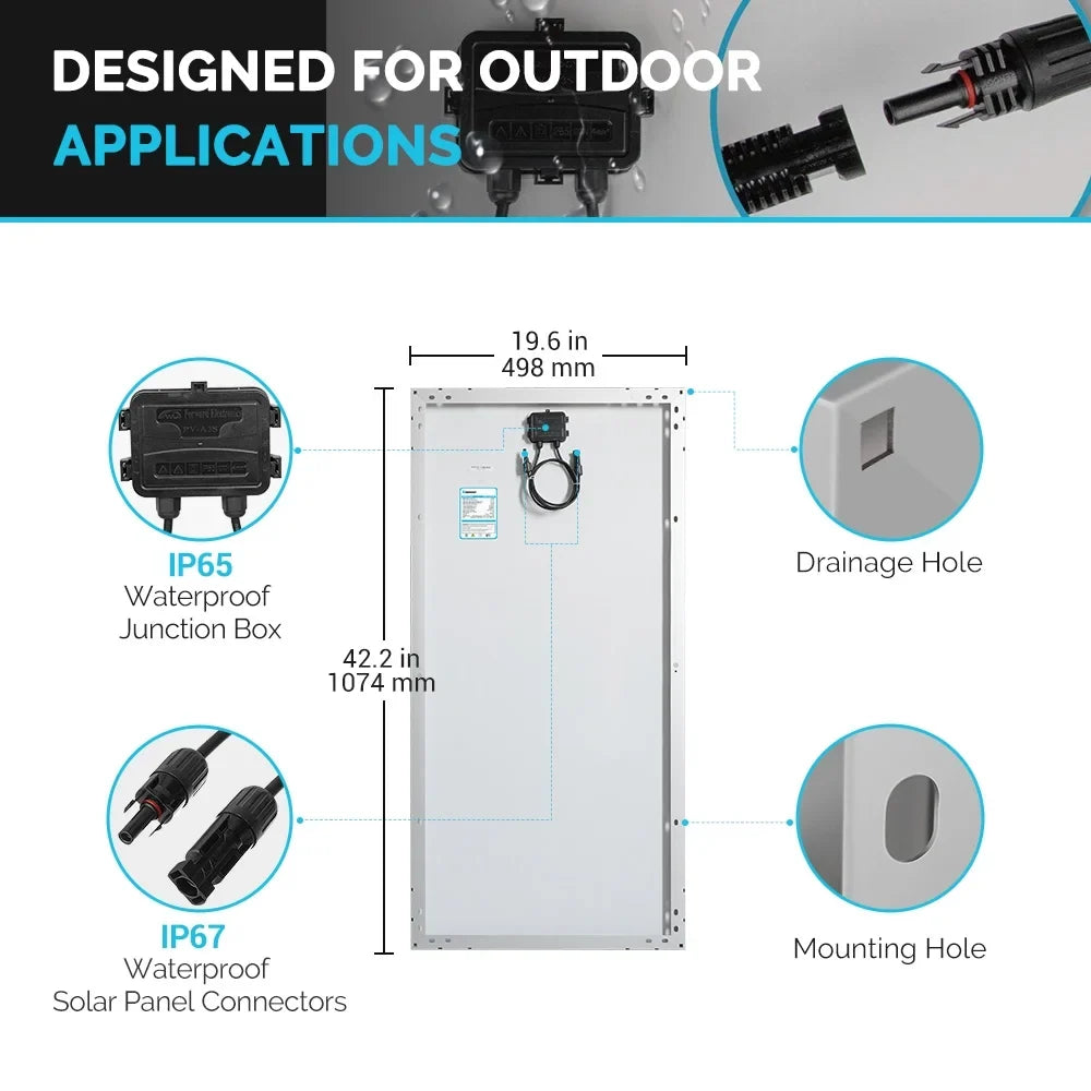 Renogy 400W 12V Solar Panel Monocrystalline Bundle Kit for RV/Boat/Cabin/Battery Applications