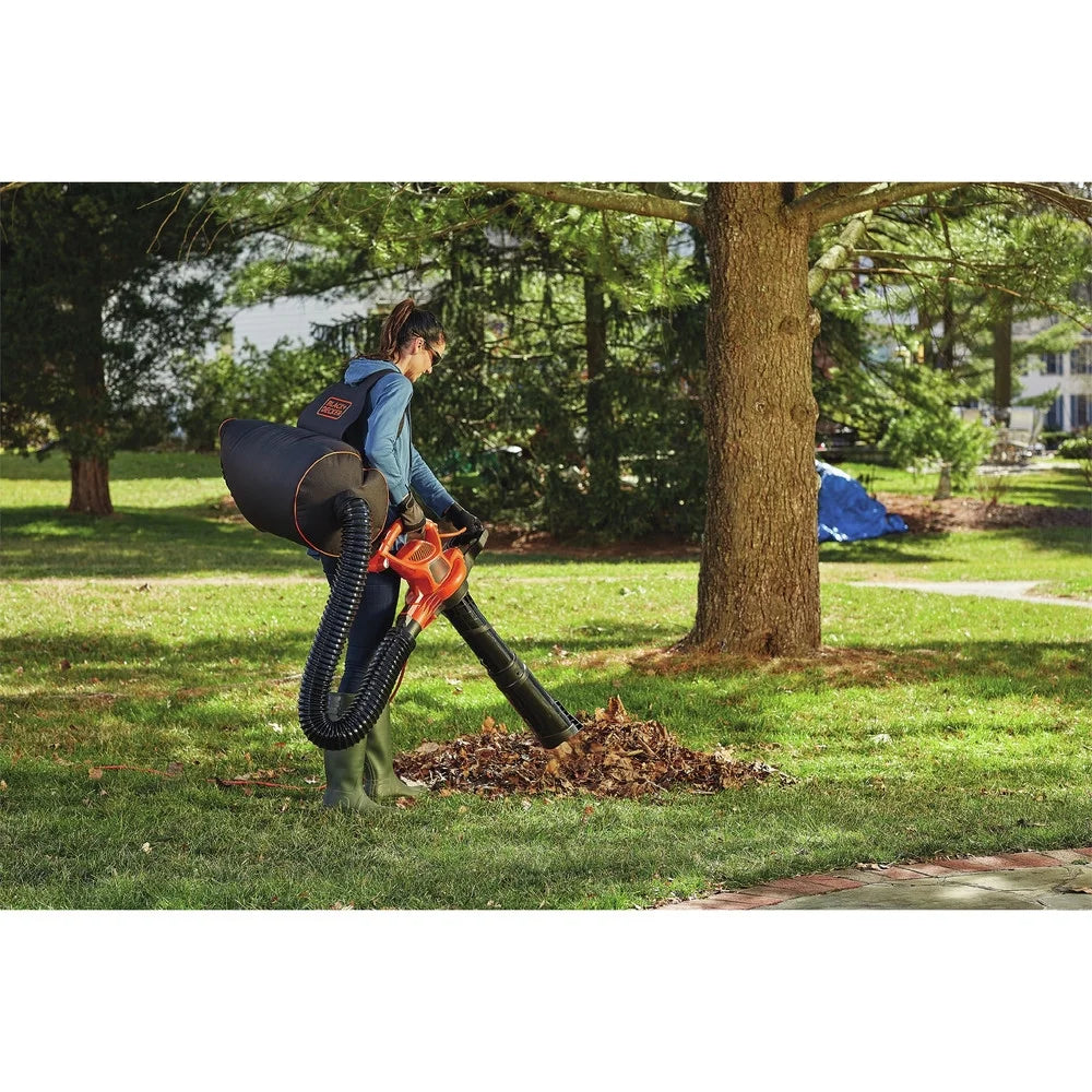 BLACK+DECKER VACPACK 120V/240V 12 Amp Corded 3-in-1 Leaf Blower/Vacuum/Mulcher, (BEBL7000)