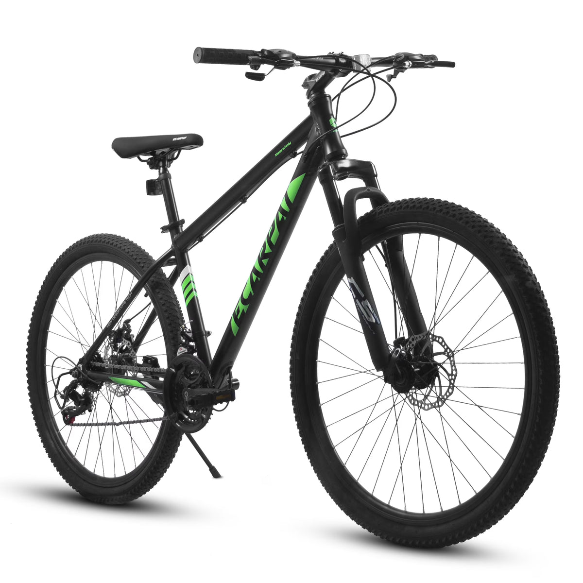 27" Mountain Bike, 21-Speed Dual Disc Brakes with Aluminum Frame �C Black