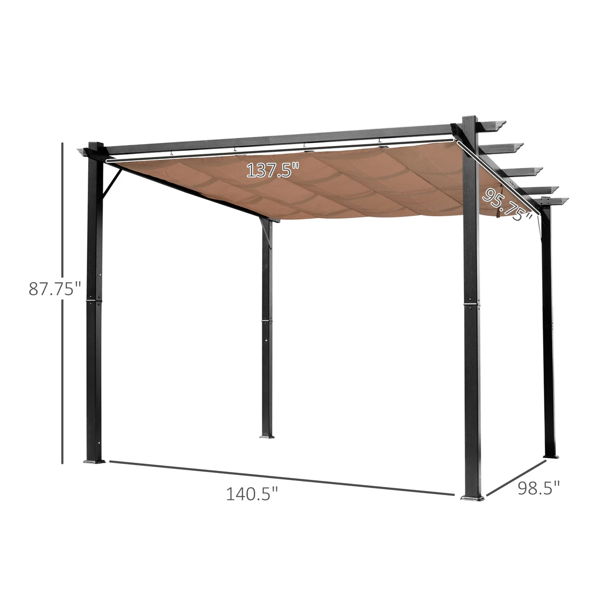 Outsunny 10' x 10' Pergola with Retractable Shade Canopy, Aluminum, Gray