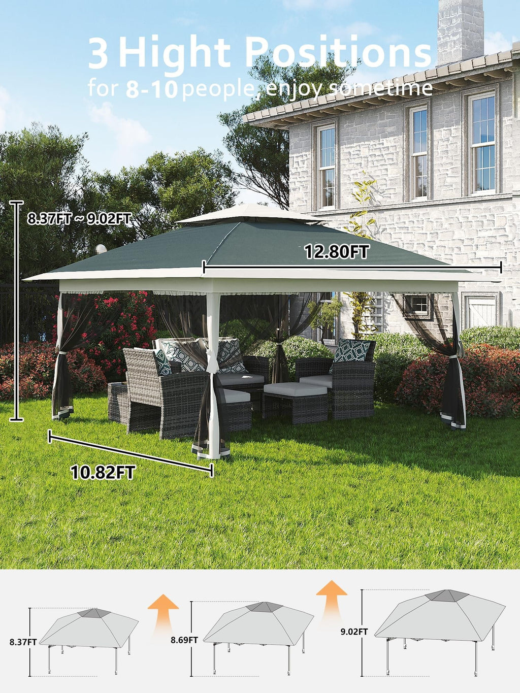 Accreate 13' X 13' Outdoor Patio Gazebo,Outdoor Canopy Tent with Mosquito Netting,Backyard Tent for Party, Wedding, Outdoor Dining, Patio, Backyard