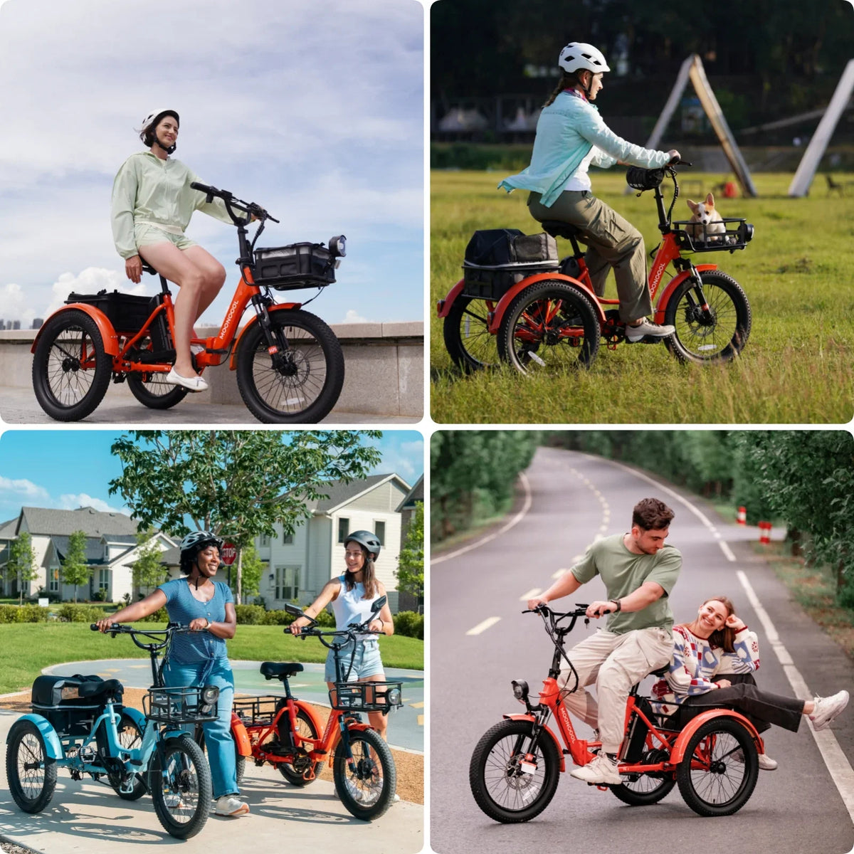 MOONCOOL TK1 Folding Electric Tricycle for Adults,48V 14.5Ah Removable battery, 500W"Peak 1000w"Motor, 20" Fat Tire Step-Thru 3Wheel Electric Bicycle w/Front&Rear Baskets, Certified to UL 2849 by SGS