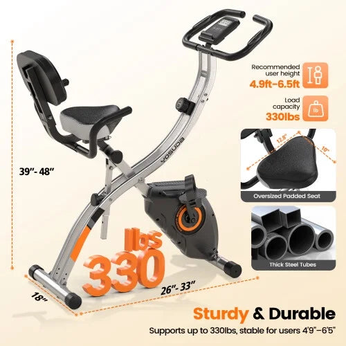 YOSUDA Folding Exercise Bike, Indoor Home Stationary Bike Workout 270LB Capacity