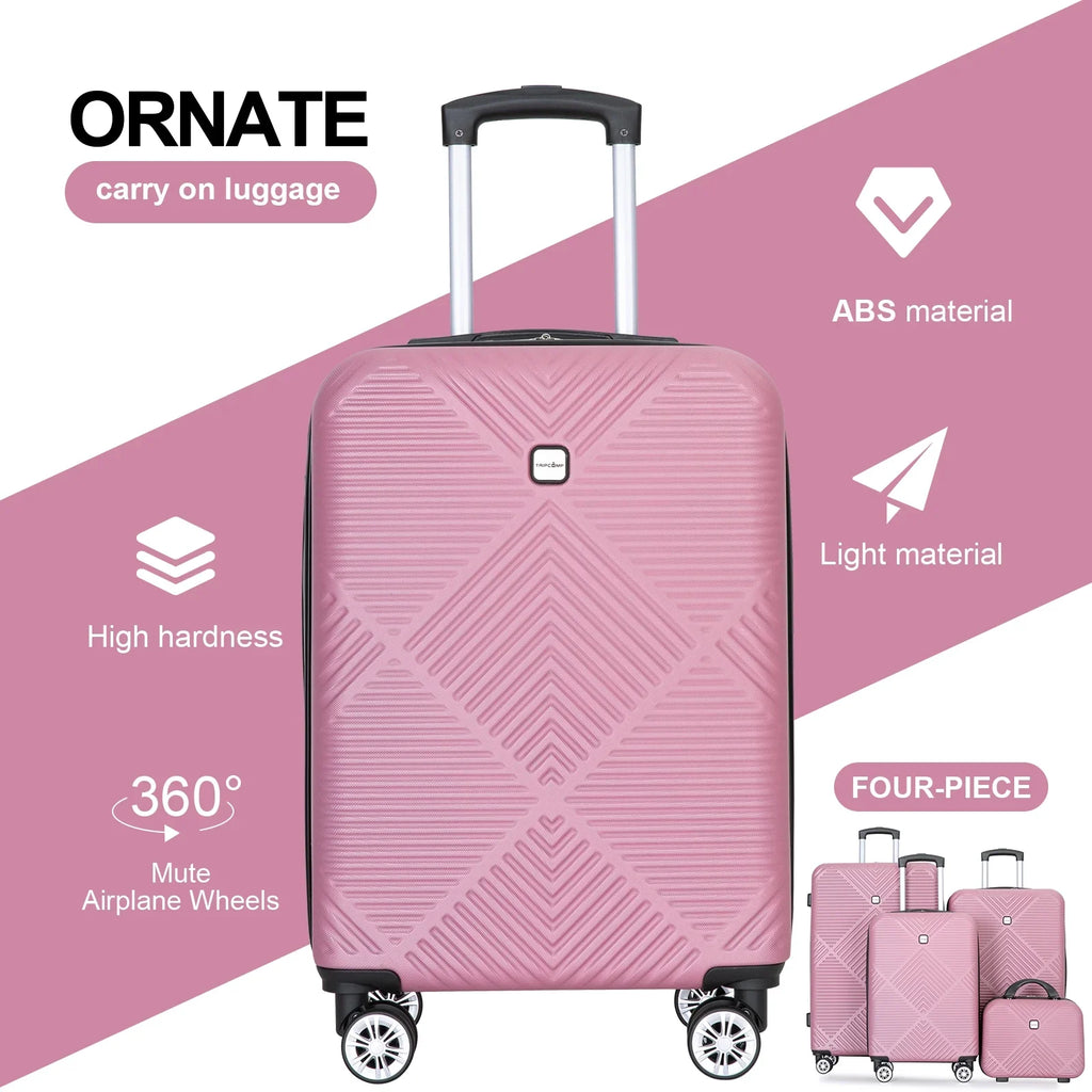 Tripcomp Luggage Sets 4 Piece Suitcase Set (14/20/24/28)Hardside Suitcase with Spinner Wheels Lightweight Carry on Luggage(Black)