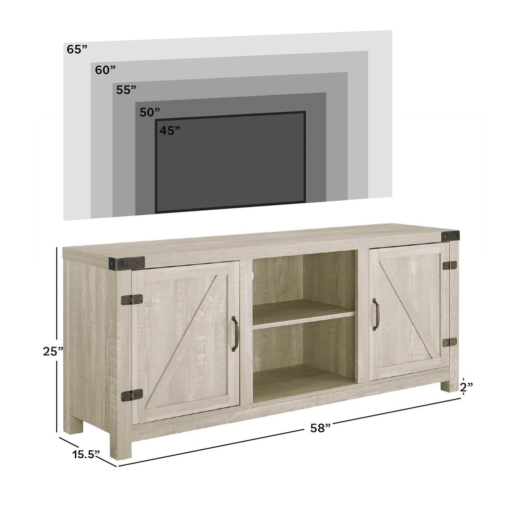 Walker Edison Modern Farmhouse Barn Door TV Stand for TVs up to 65", Grey Wash