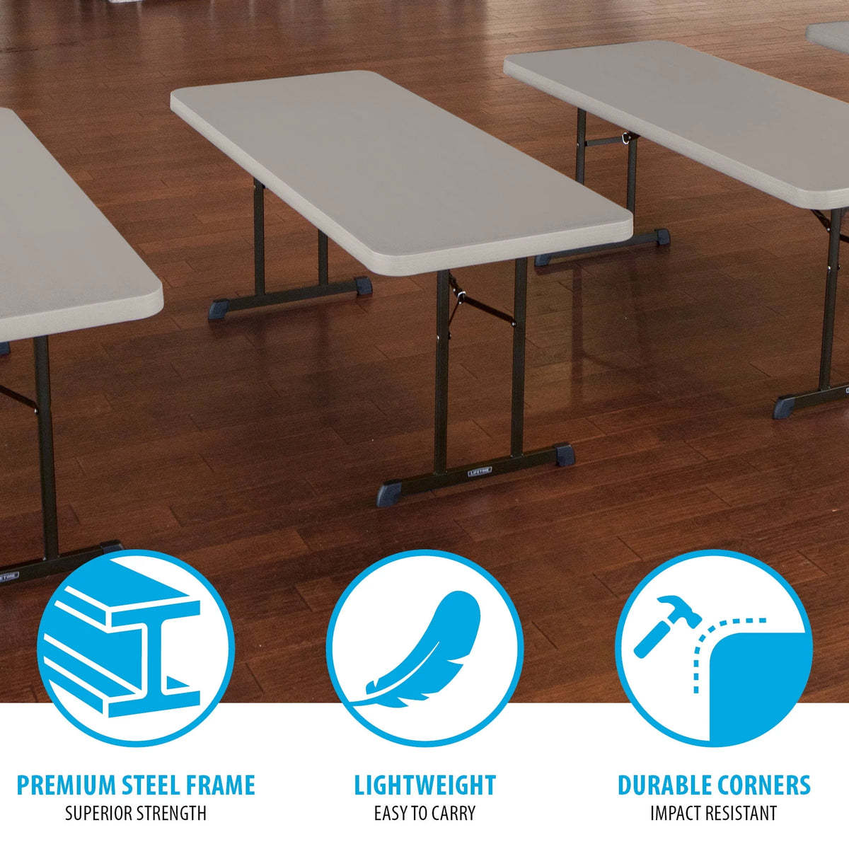 Lifetime 6 ft. Rectangle Folding Table, Indoor/Outdoor Professional Grade, Putty Set of 4 (480126)
