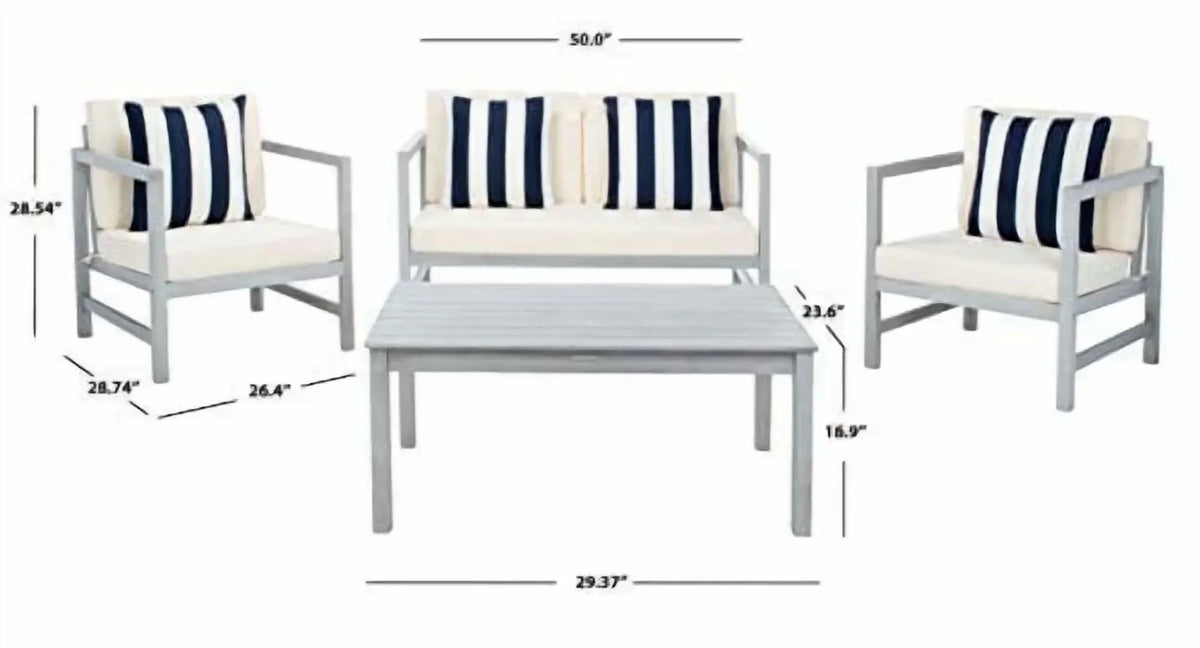Safavieh Montez 4 Piece Outdoor Set with Accent Pillows