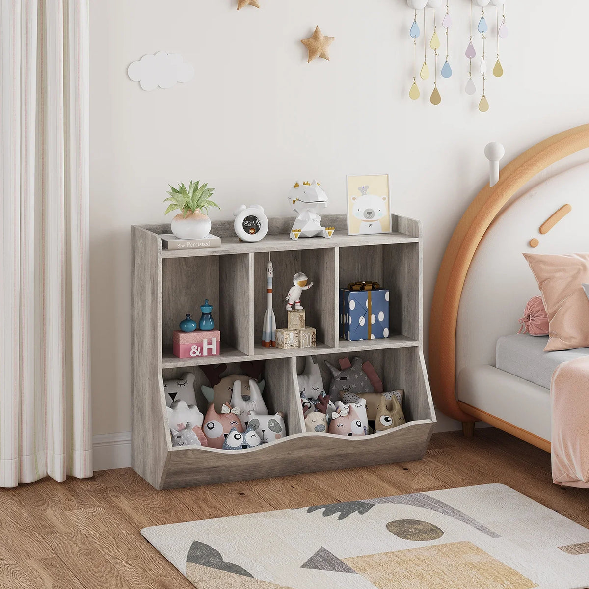 Kids Bookshelf and Bookcase Toy Storage Multi Shelf with Cubby Organizer Cabinet for Boys Girls,for Children Playroom Hallway Kindergarten School (White)