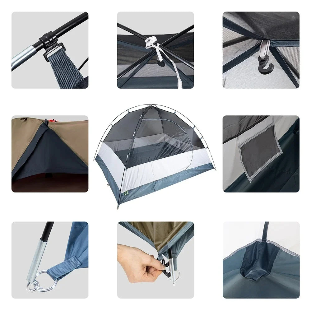 Night Cat Camping Tent 2-3 Man with Porch Family Backpacking Tent Double Layers