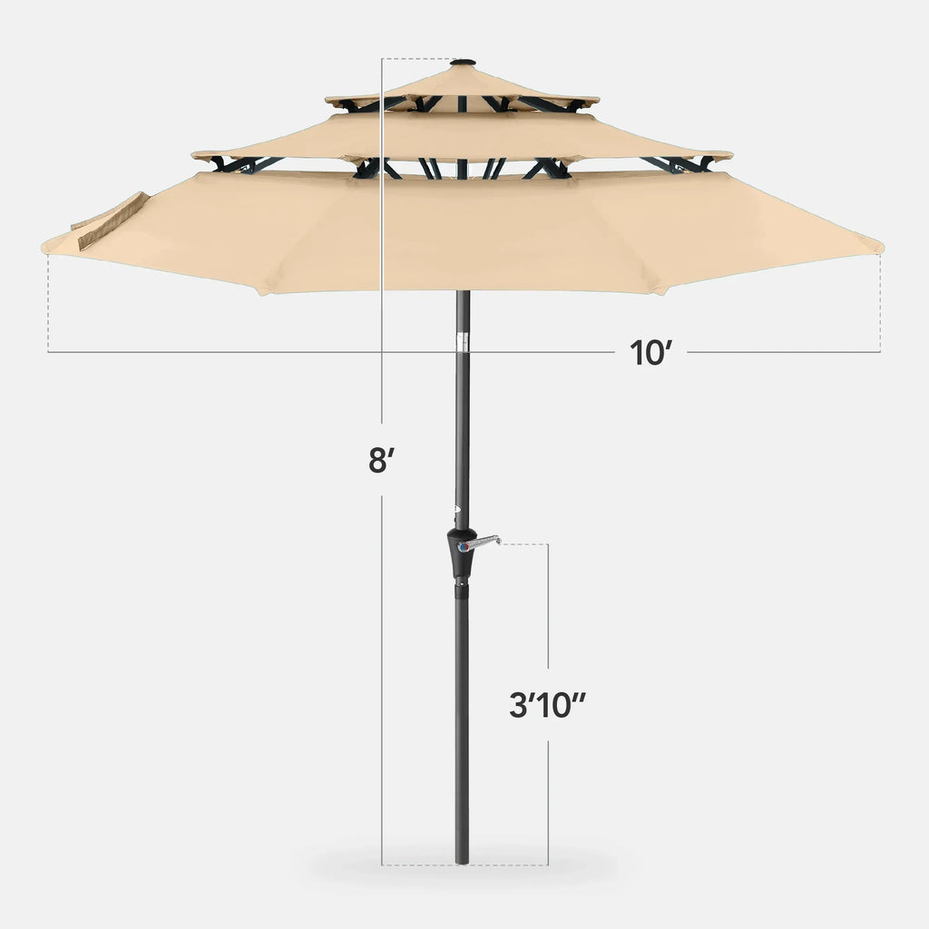 Best Choice Products 10ft 3-Tier Patio Umbrella, Market Sun Shade w/ Tilt Adjustment, Easy Crank - Red