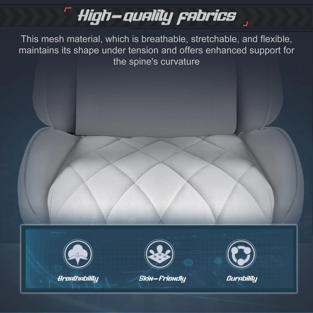 Homall Gaming Chair Fabric Computer Chair Massage Game Chair Cloth Office Chair with Headrest, Lumbar Support & Footrest,Gray