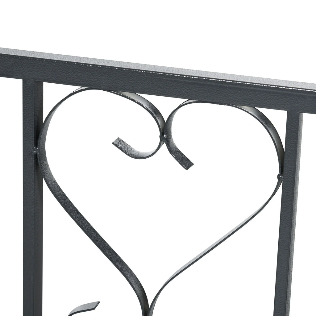 CoSoTower 81" Metal Garden Arbor with Double Doors, Locking Gate, Climbing Vine Frame with Heart Motifs, Arch for Wedding, Bridal Party Decoration, Grey