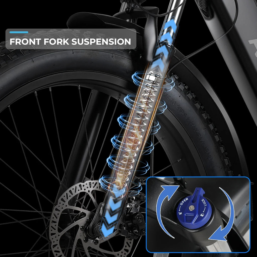 ANCHEER Electric Bike for Adults, 750W Ebike, 28MPH 60Miles Electric Mountain Bike, 26" Fat Tire Electric Bicycle with 48V 15AH Battery, Rear Rack, Lockable Suspension Fork,7 Speed, UL2849