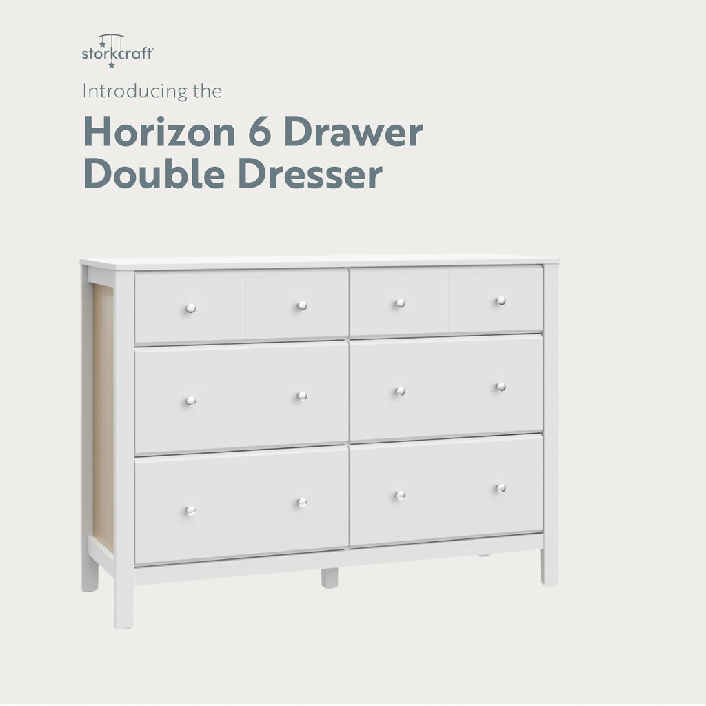 Storkcraft Horizon 6 Drawer Nursery Double Dresser, Driftwood