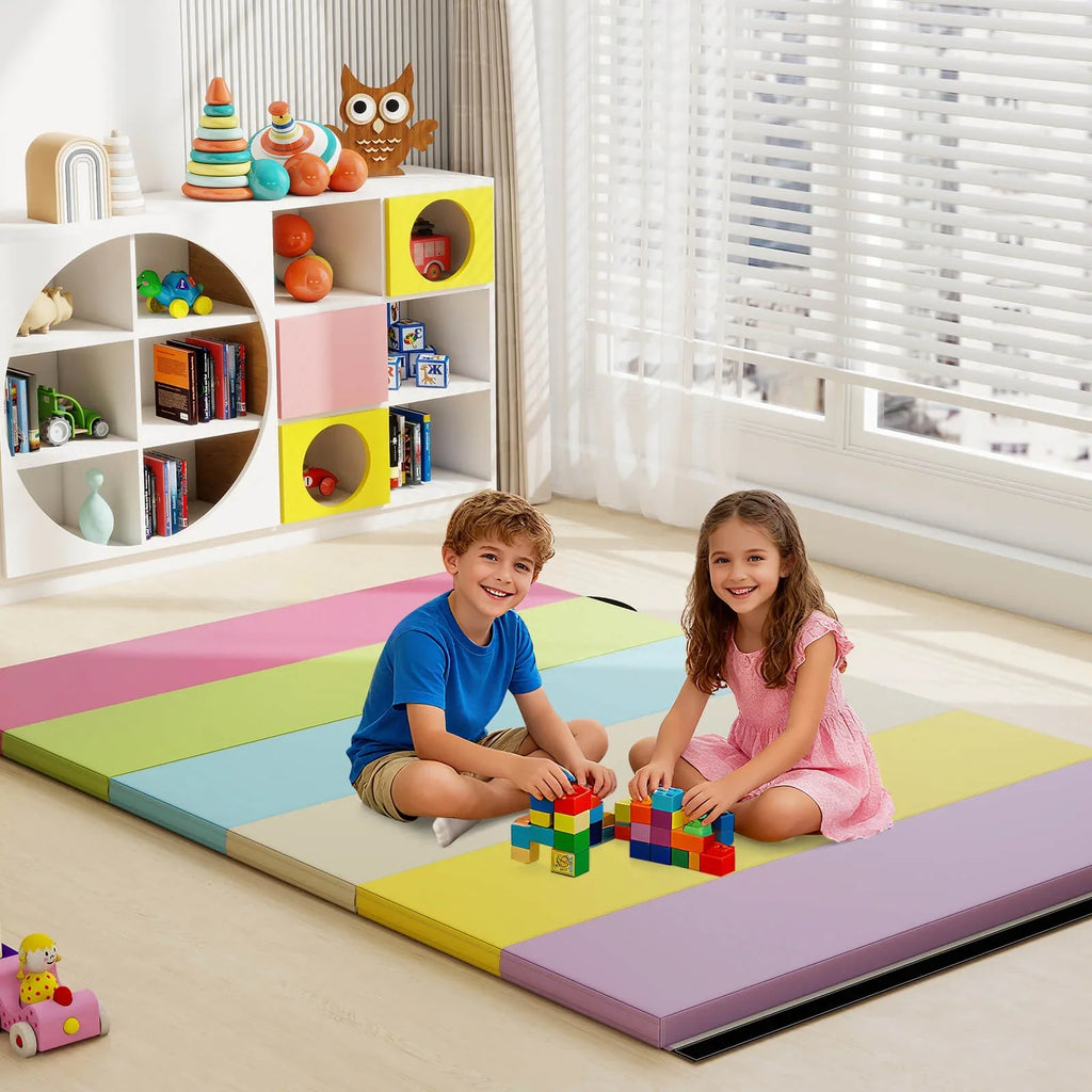 Costway Tri-Folding Gymnastics Mat 6' x 4' Tumbling Mat with Carrying Handles