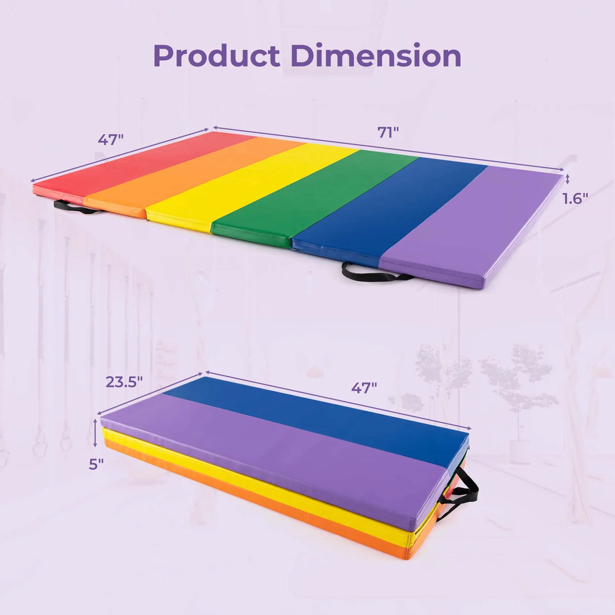 Costway Tri-Folding Gymnastics Mat 6' x 4' Tumbling Mat with Carrying Handles