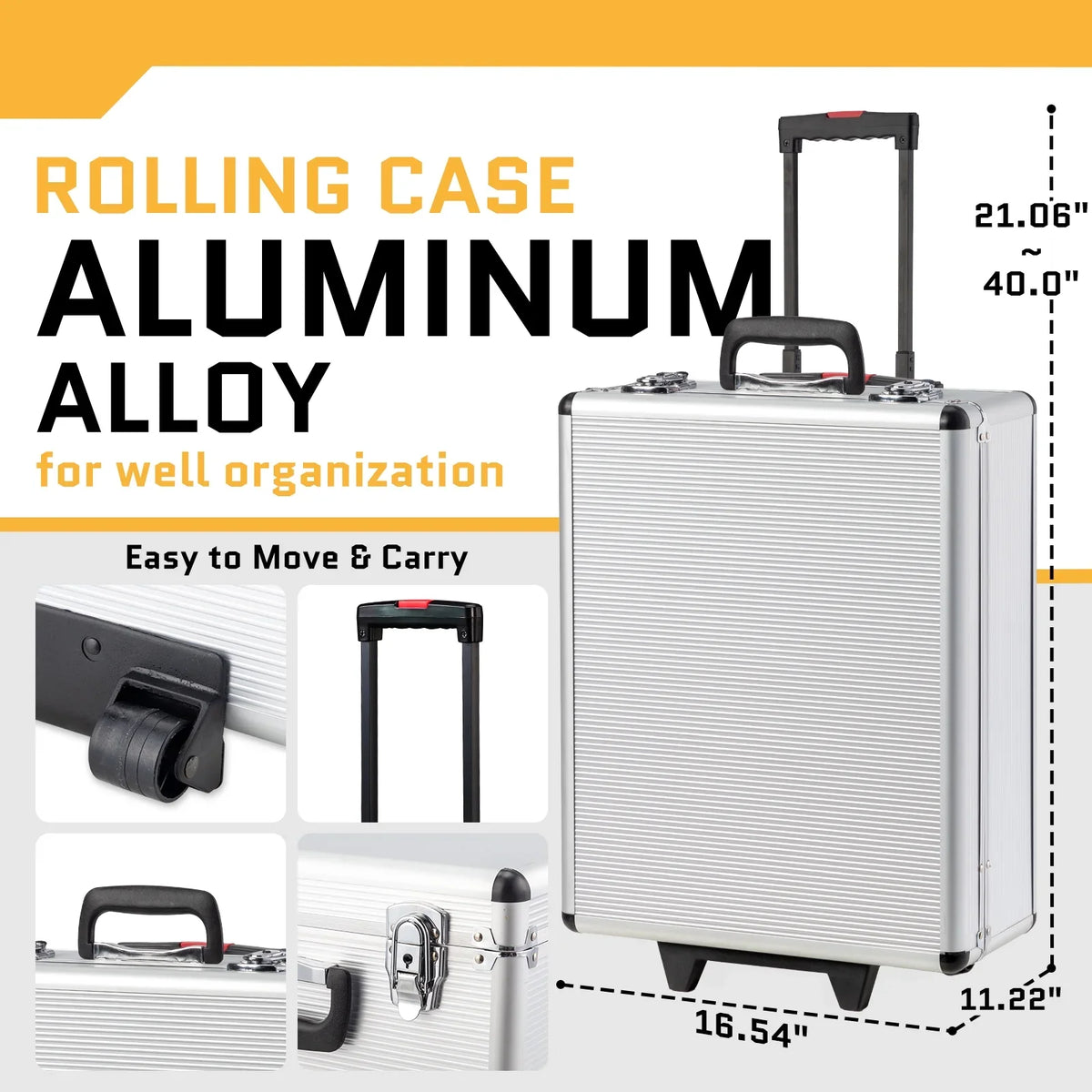 UBesGoo 799 Pcs Tool Set, Household Repair Hand Tool Kit, Mechanics Tool Kit, with Trolley Case, Silver