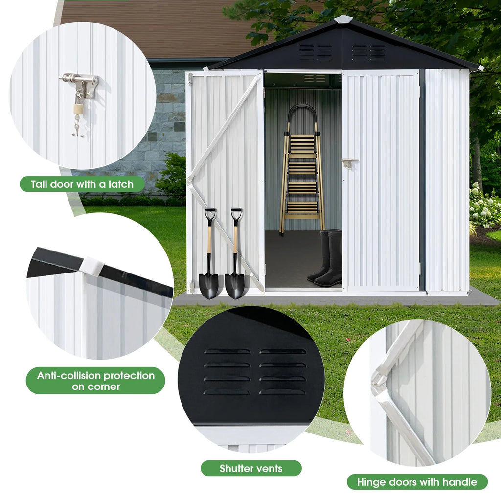Aukfa Outdoor Storage Shed, 5 X 4 FT Metal Garden Shed, Waterproof Tool Shed for Backyard Patio, Brown