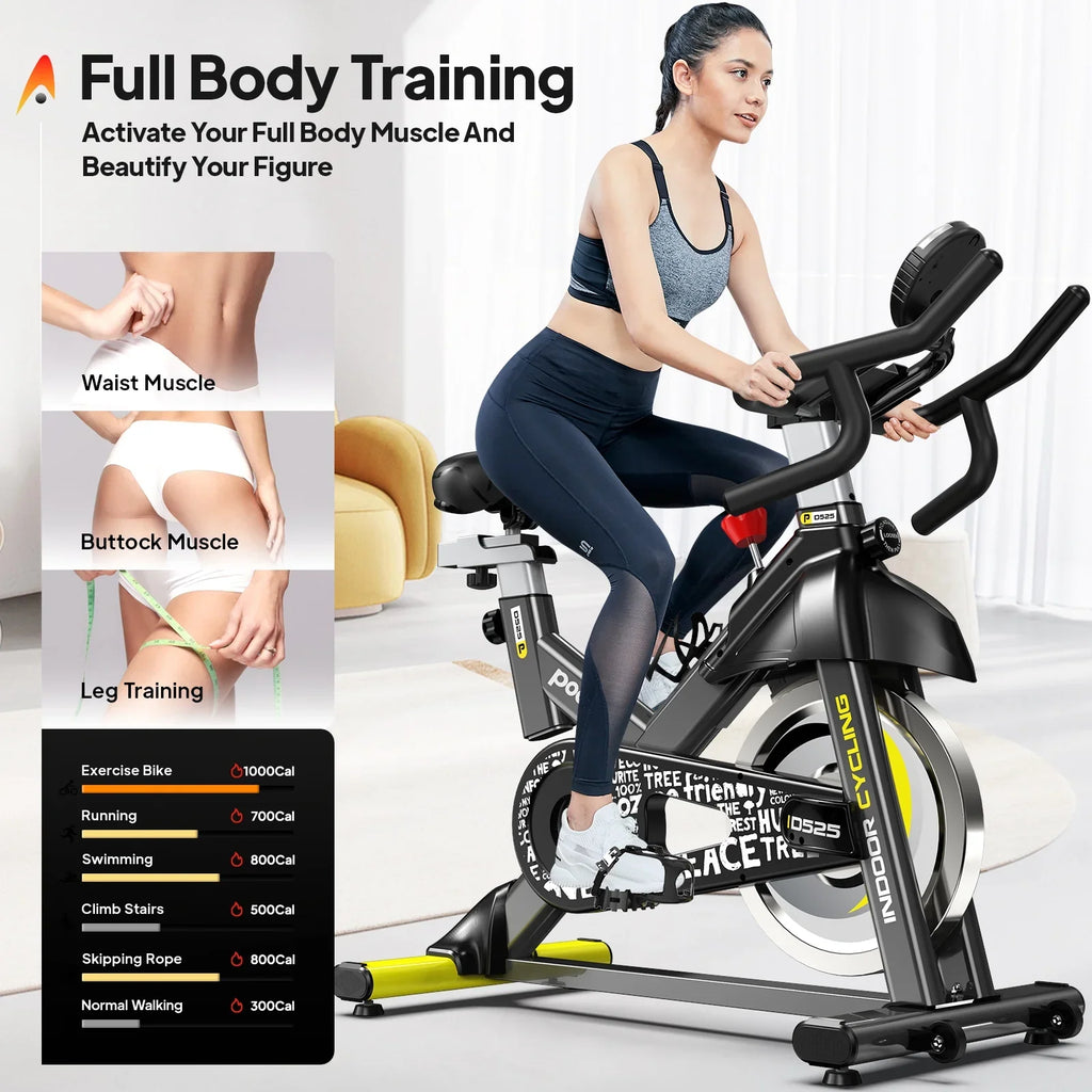 Pooboo Stationary Exercise Bike Indoor Cycling Bike Cycle Bicycle Adjustable Resistance for Home Office Cardio Workout Machine Max Weight 350 lbs