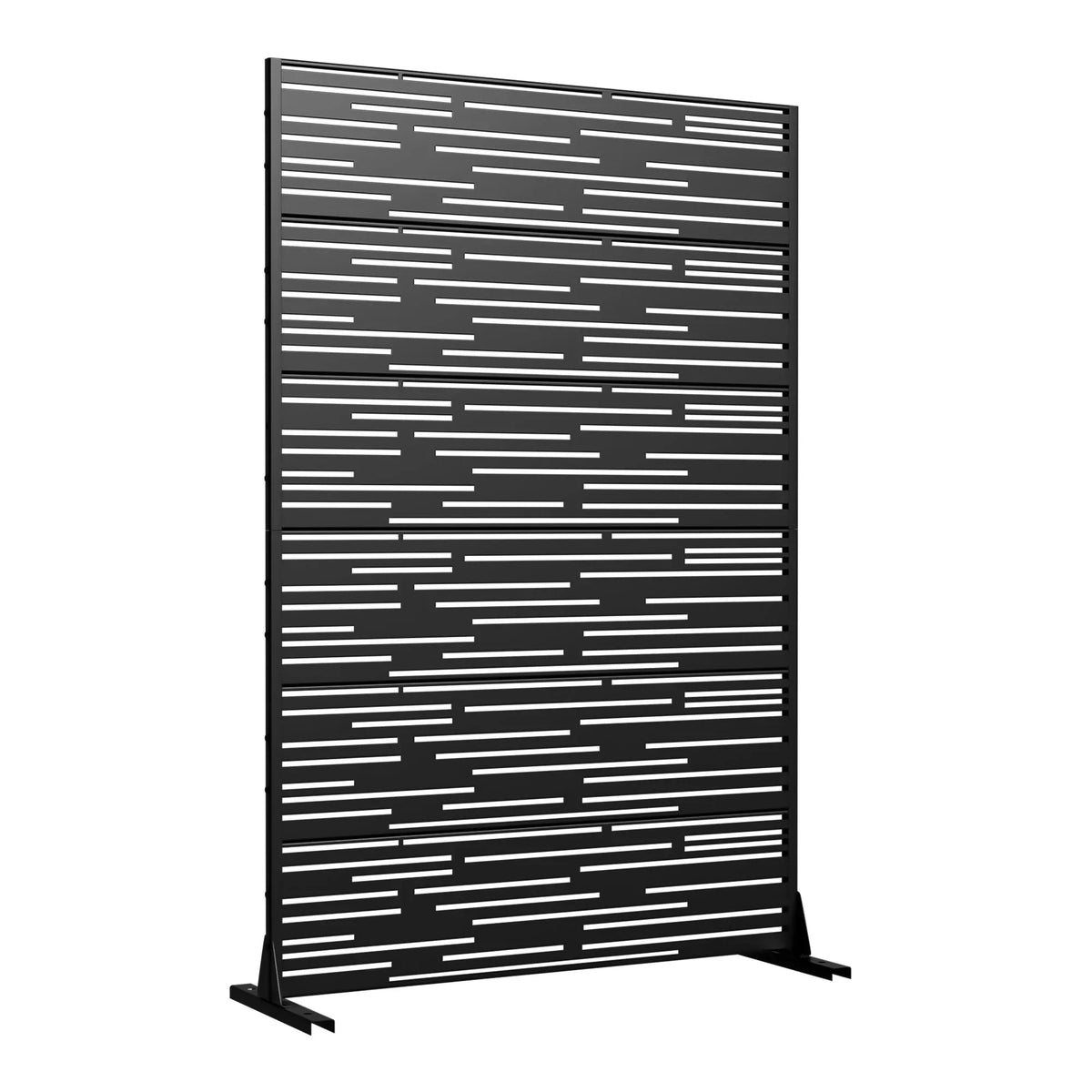 MAYEERTY 72" 47in Outdoor Privacy Screen with Stand Metal Balcony Decorative Screen, Black