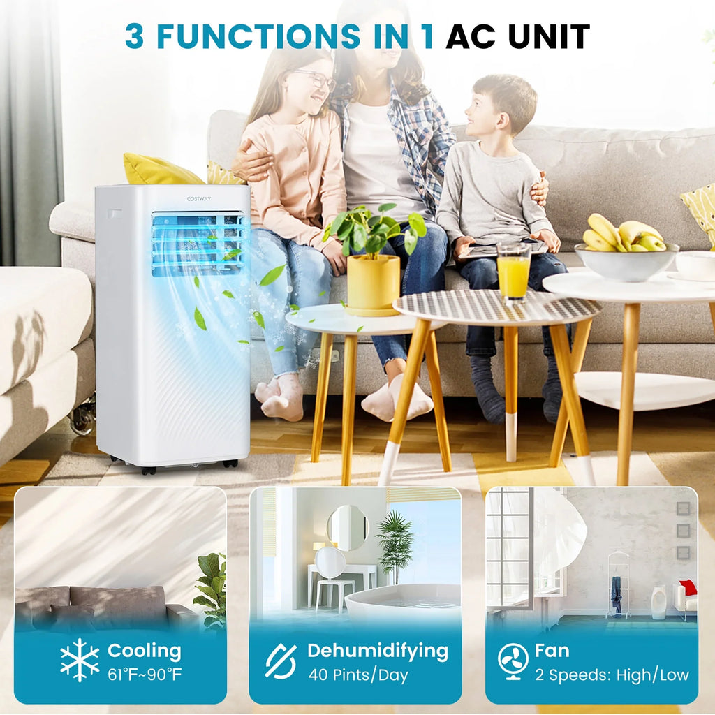 Costway 5000 BTU (8000 BTU ASHRAE) Portable Air Conditioner 4-in-1 AC Unit with Cool Fan Dehum Sleep Mode