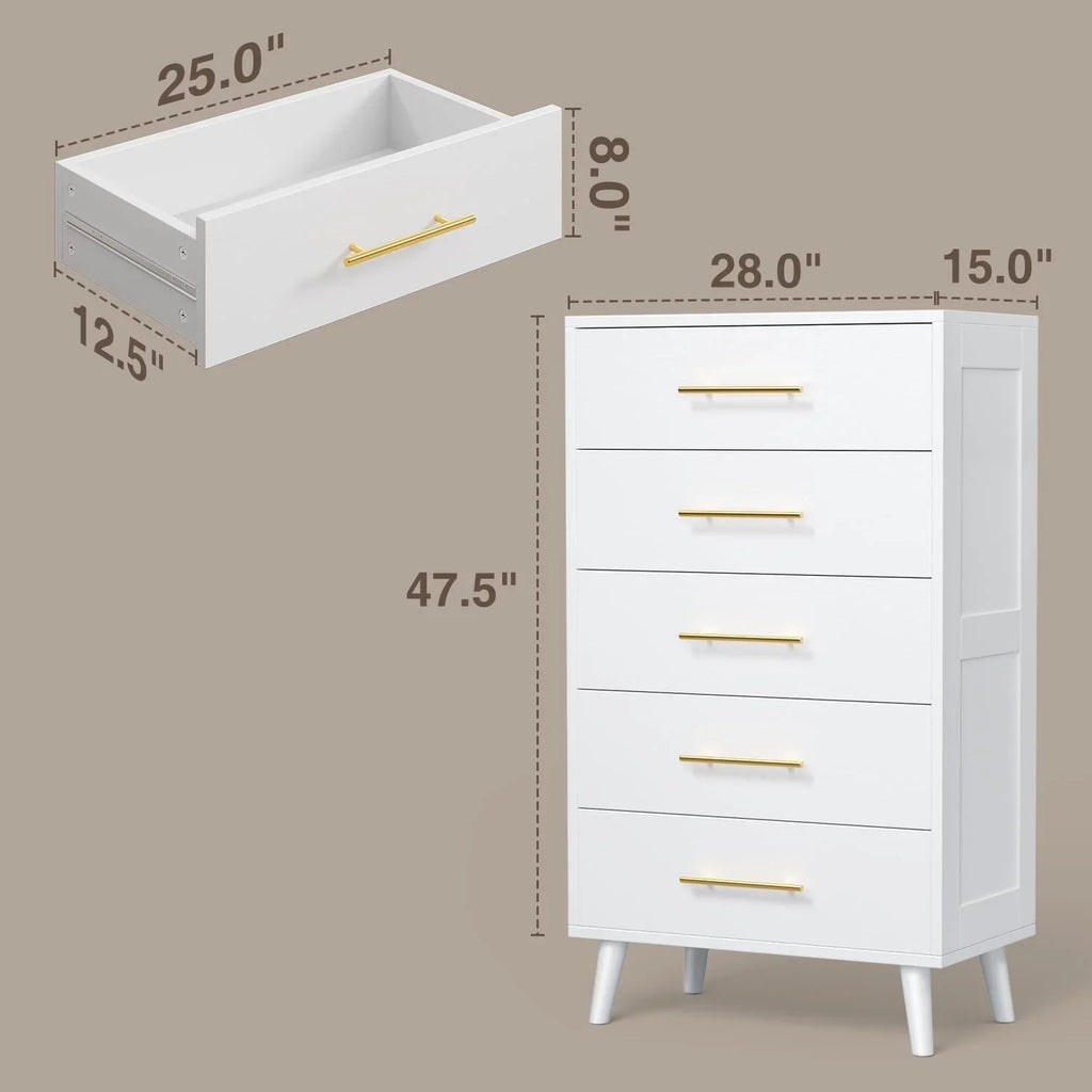 Lofka Queen Bedroom Furniture Set with Wingback Bed Frame, 2-Drawer Nightstand, 5-Drawer Dresser, 6-Drawer Dresser