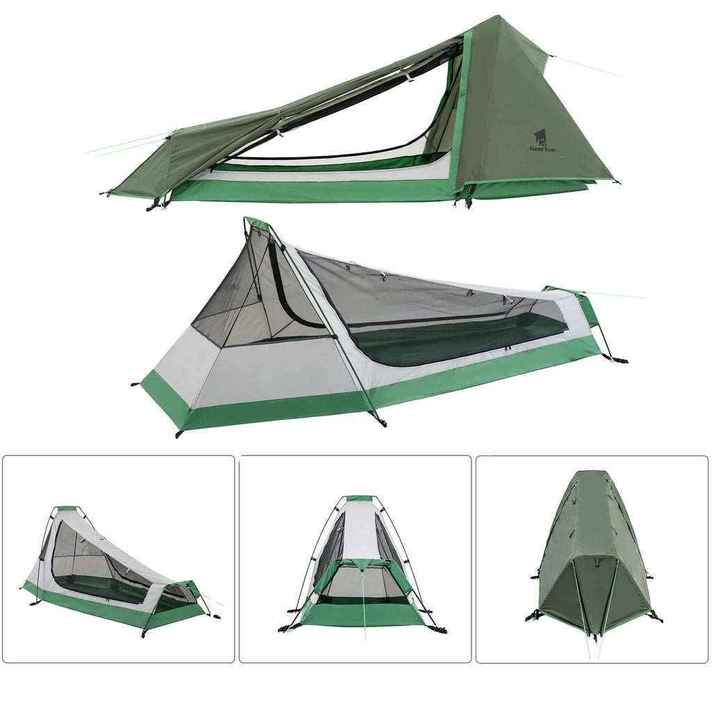 GEERTOP Ultralight Bivy Tent for 1 Person 3 Season Waterproof Single Person Backpacking Tent for Camping Hiking Backpack Travel Outdoor Survival Gear