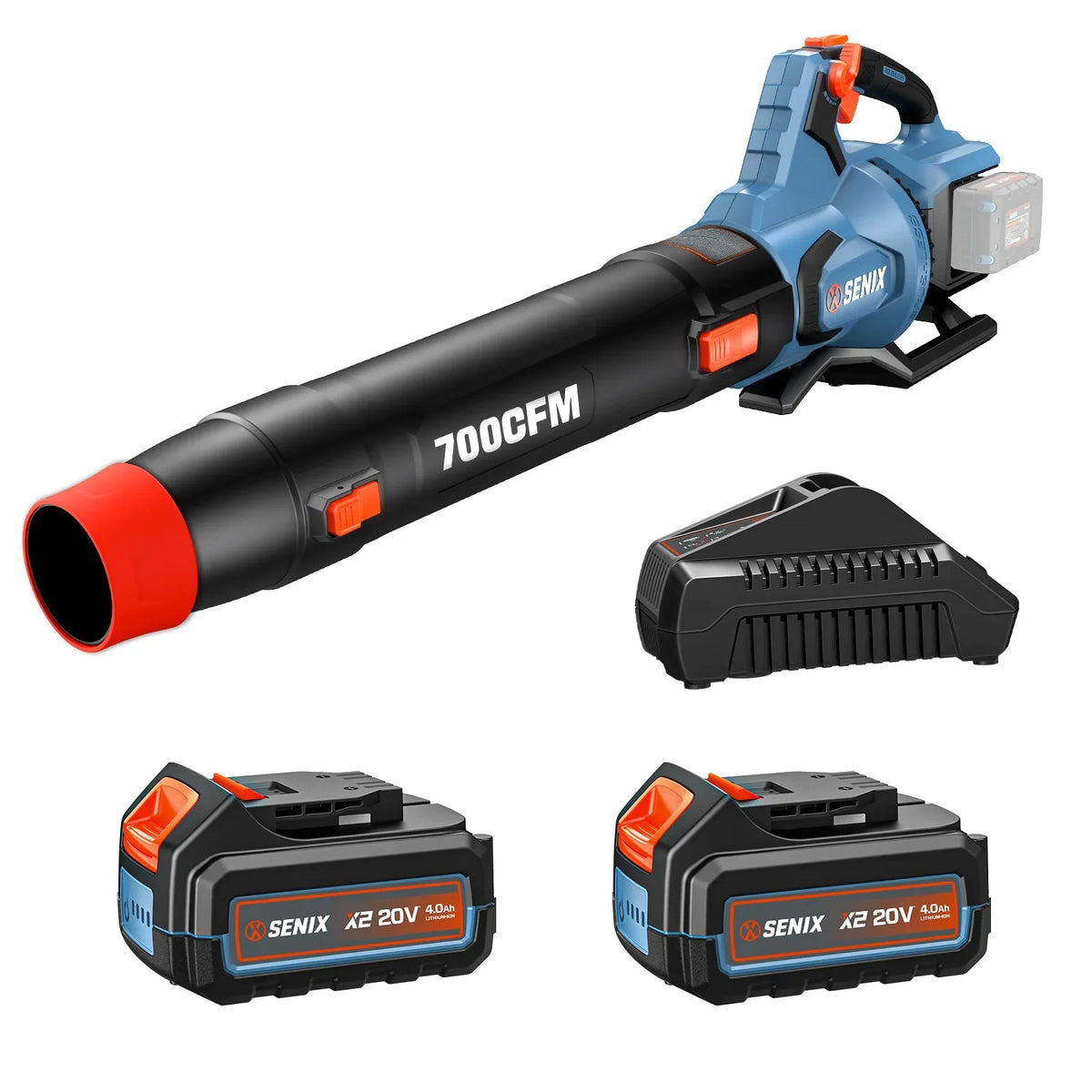 SENIX X6 60V Max* Brushless Cordless Leaf Blower with 4.0 Ah Battery and Charger, Variable Speed Up to 810CFM 170MPH, BLAX6-M1