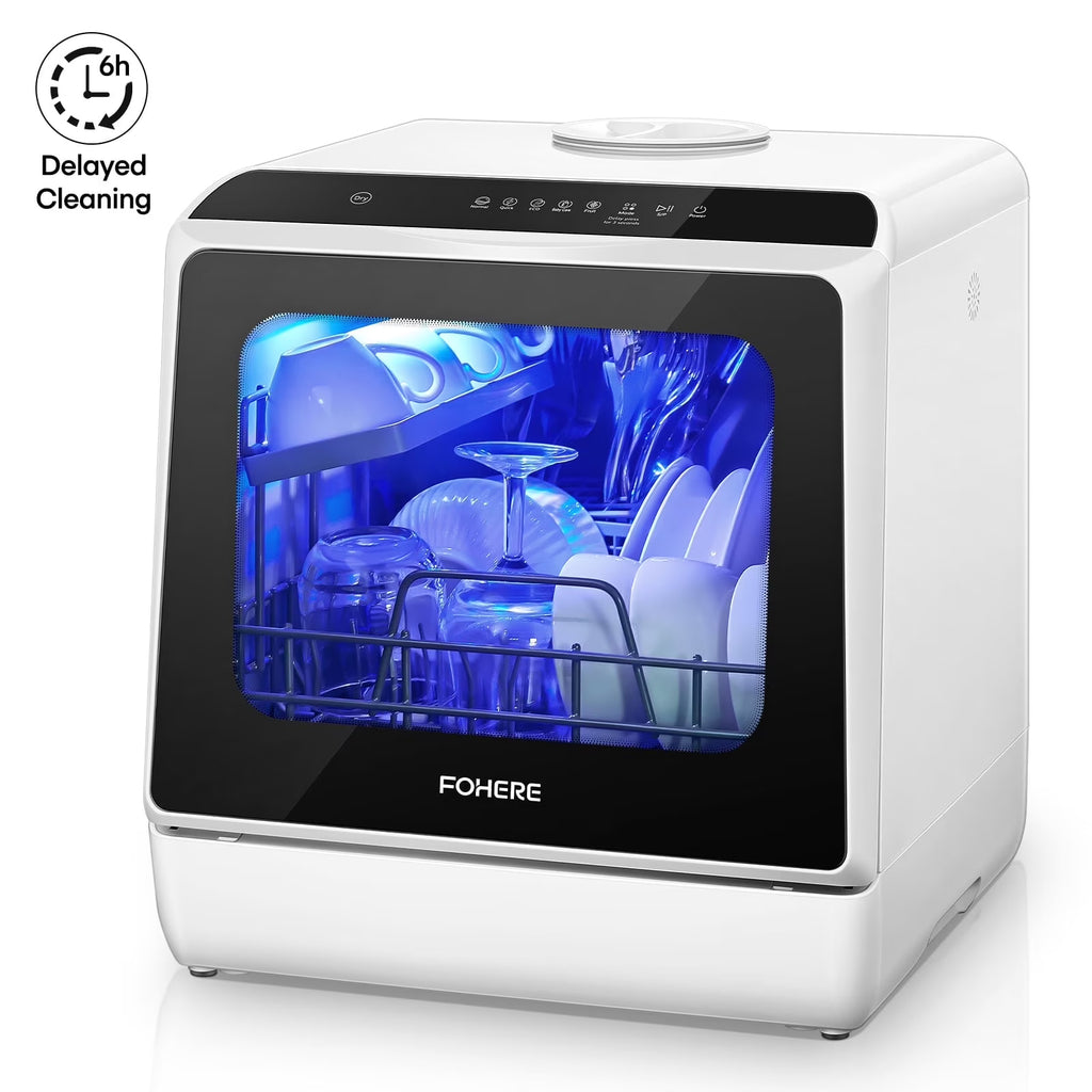 Countertop Dishwasher with Timeing Function, 6 Programs, 360" Dual Spray, 167�H High-Temp, Mini Portable Dishwasher for Home,Apartments,RVs
