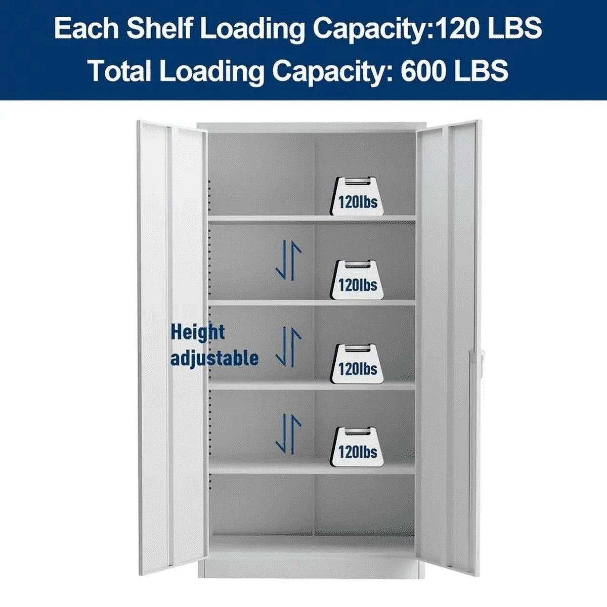 GAEANET 2 Door Metal Storage Cabinet with 5 Adjustable Shelves &Pegboard, 71" H"32" W"16" D Locking Steel Garage Cabinet, for Garage,Office,Home,Gym,School, File Cabinet,Assembly Required, Black
