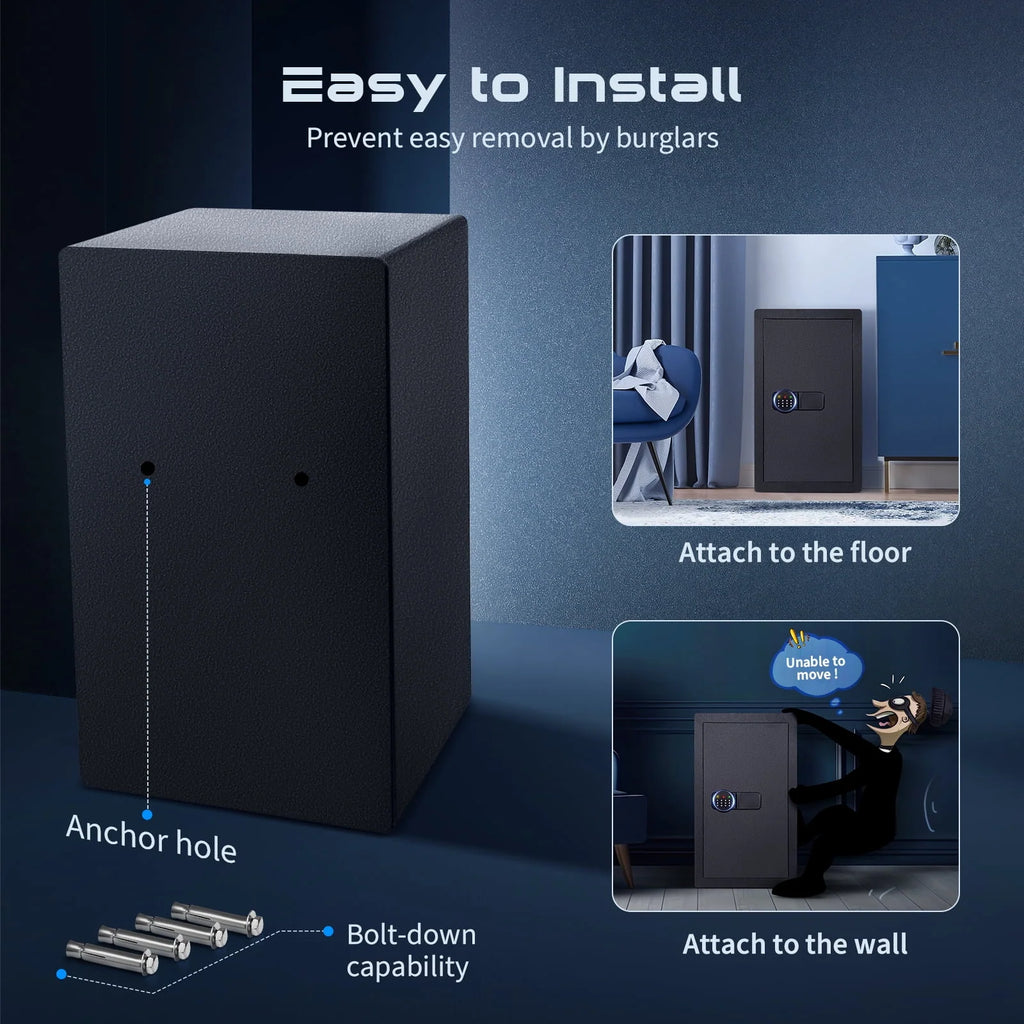 SRWTRCHRY 4.2 Cu ft Large Safe Box Fire-Resistant, Home Safe with Digital Keypad and Deposit Slot & Dual Alarm System, Money Safe With Mute Function and LED Light, Safe for Money Valuables