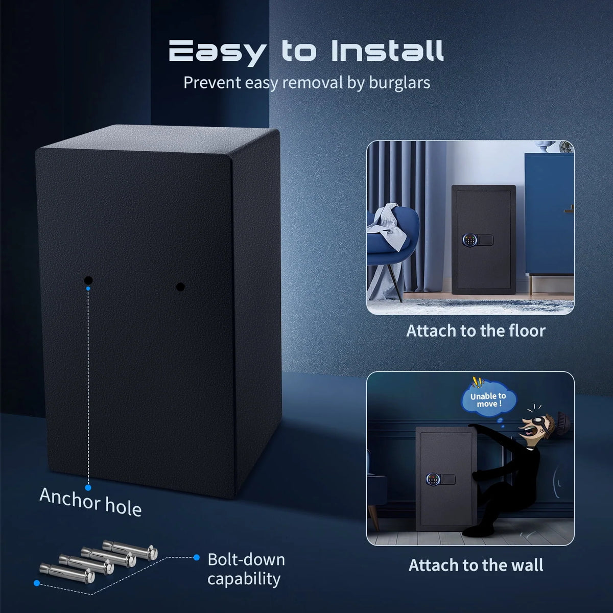 SRWTRCHRY 4.2 Cu ft Large Safe Box Fire-Resistant, Home Safe with Digital Keypad and Deposit Slot & Dual Alarm System, Money Safe With Mute Function and LED Light, Safe for Money Valuables