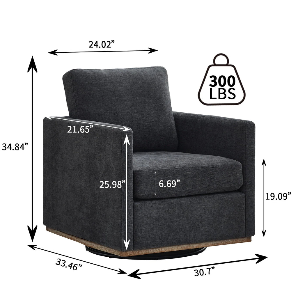 Swivel Accent Chair"360 Degree Square Swivel Chair for Living Room, Mid Century Modern Upholstered Swivel Barrel Chair,Comfy Sofa Armchairs for Bedroom,Nursery,Chenille(Beige)