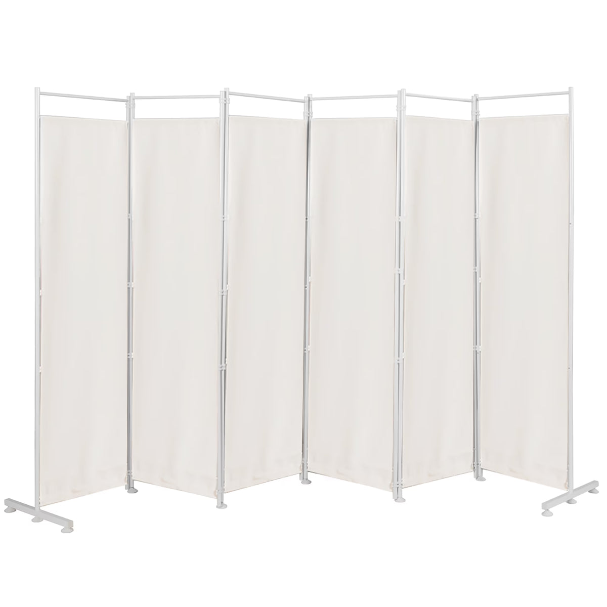 Costway 6-Panel Room Divider Folding Privacy Screen w/Steel Frame Decoration Brown
