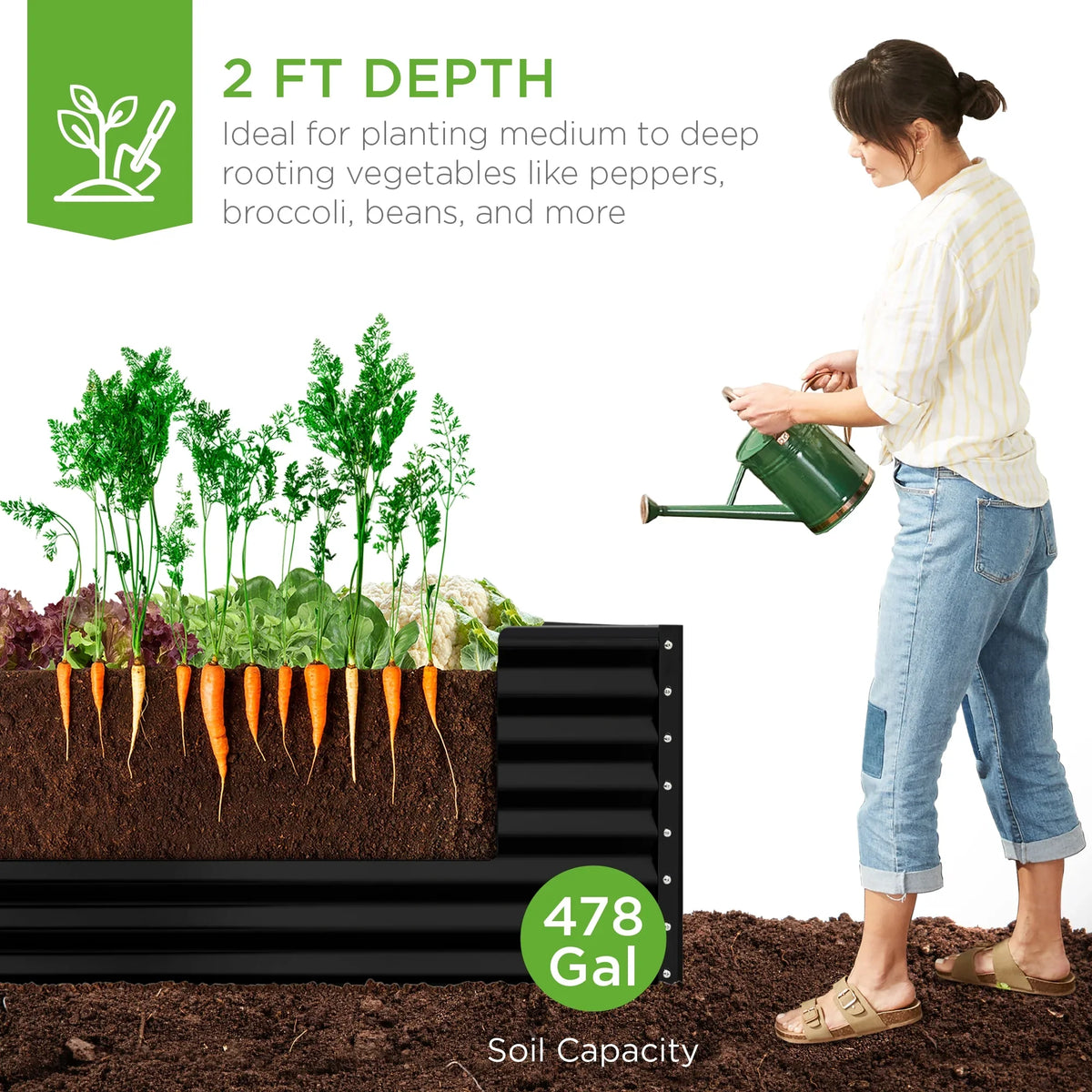 Best Choice Products 8x4x2ft Outdoor Metal Raised Garden Bed, Planter Box for Vegetables, Flowers, Herbs - Gray