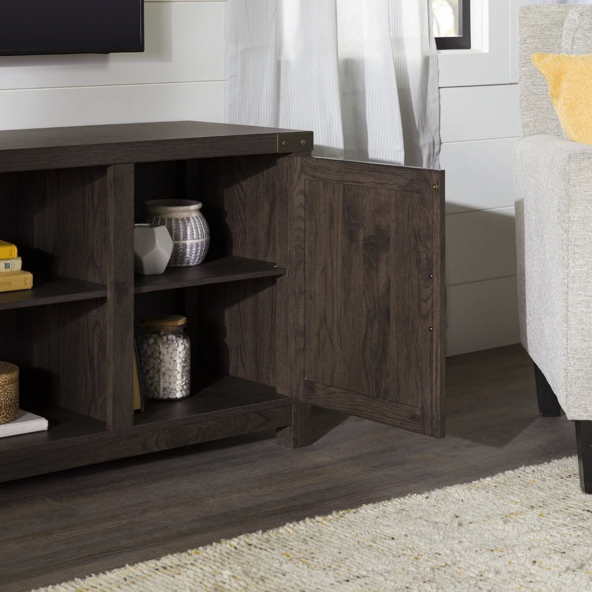 Walker Edison Modern Farmhouse Barn Door TV Stand for TVs up to 65", Grey Wash