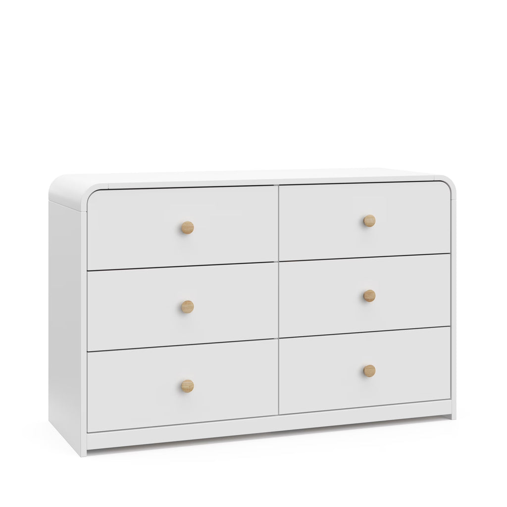Storkcraft Santos 6 Drawer Nursery Double Dresser, White