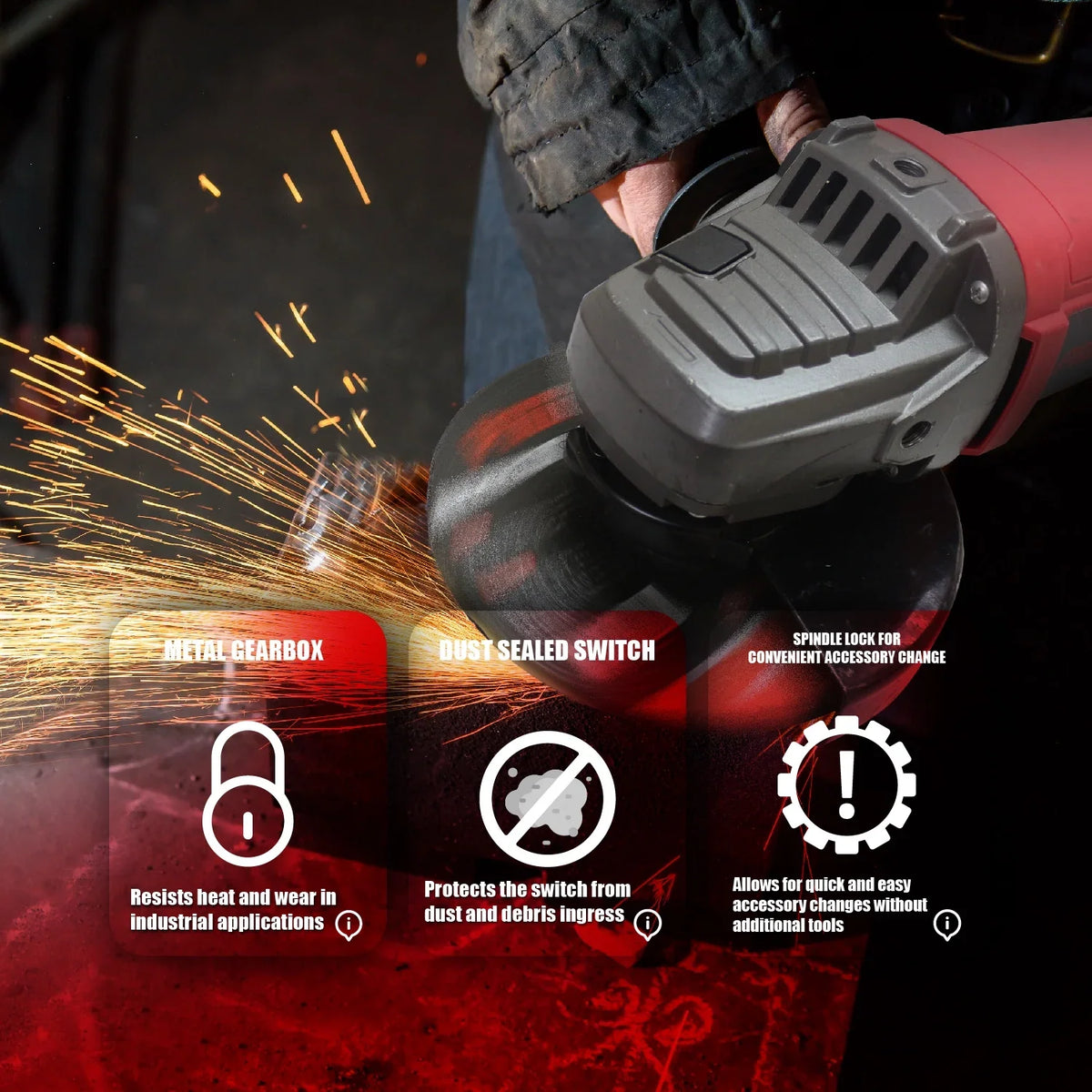 PROMAKER 9 inch Angle grinder, 17.2 AMP 6300 RPM, Heavy Duty Angle Grinder with two (2) extra Carbon brushes. Electric metal grinder tool with Soft Start Technology PRO-ES2009