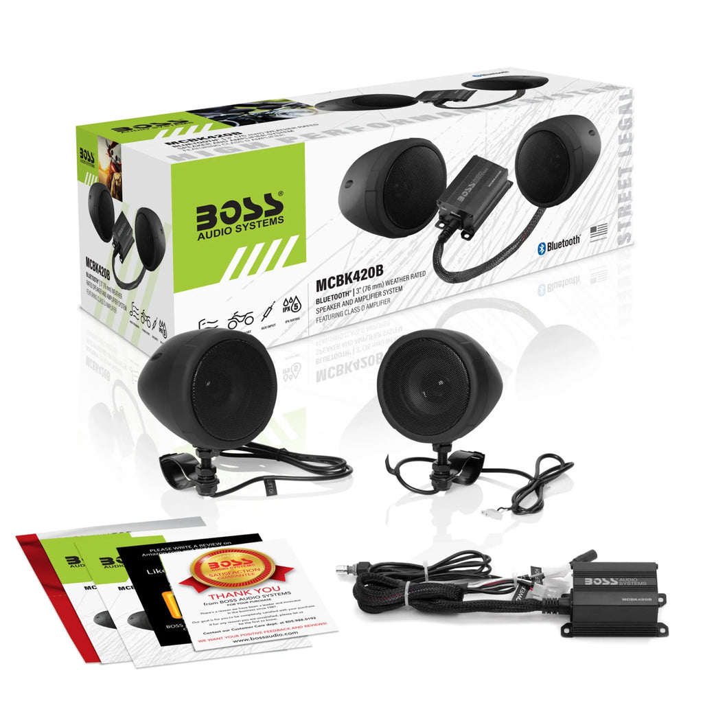 Boss Audio Systems MCBK420B Motorcycle Speaker Amplifier, Bluetooth, 3" Speakers
