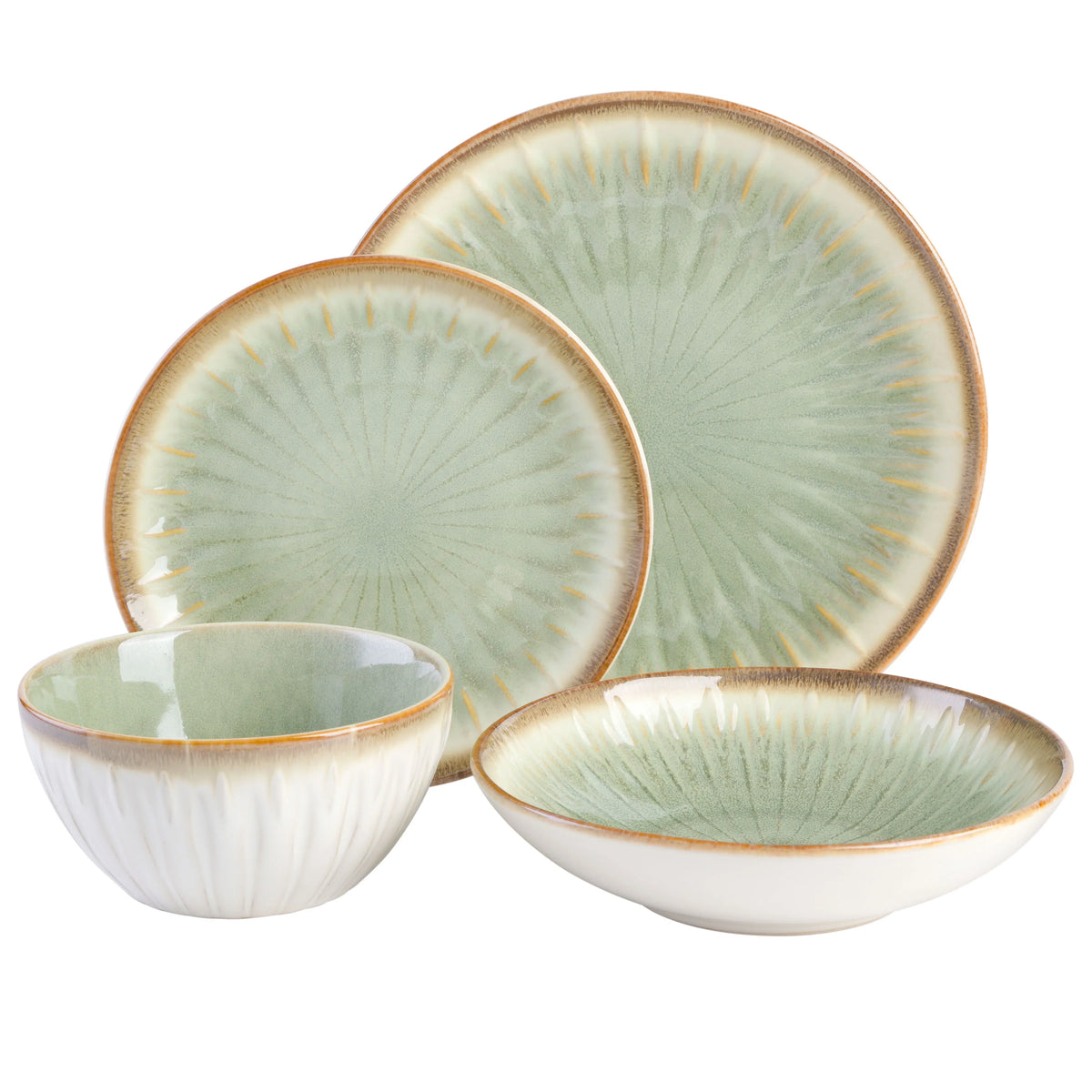 Gibson Elite Mayfair Bay 16 Piece Double Bowl Embossed Reactive Dinnerware a. Blue