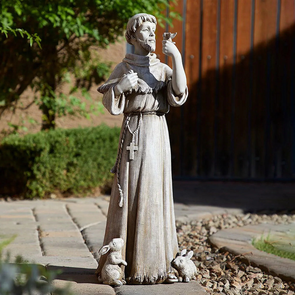 Saint Francis Bird Bath & Feeder Statue, Outdoor D"?cor, 24 Inches