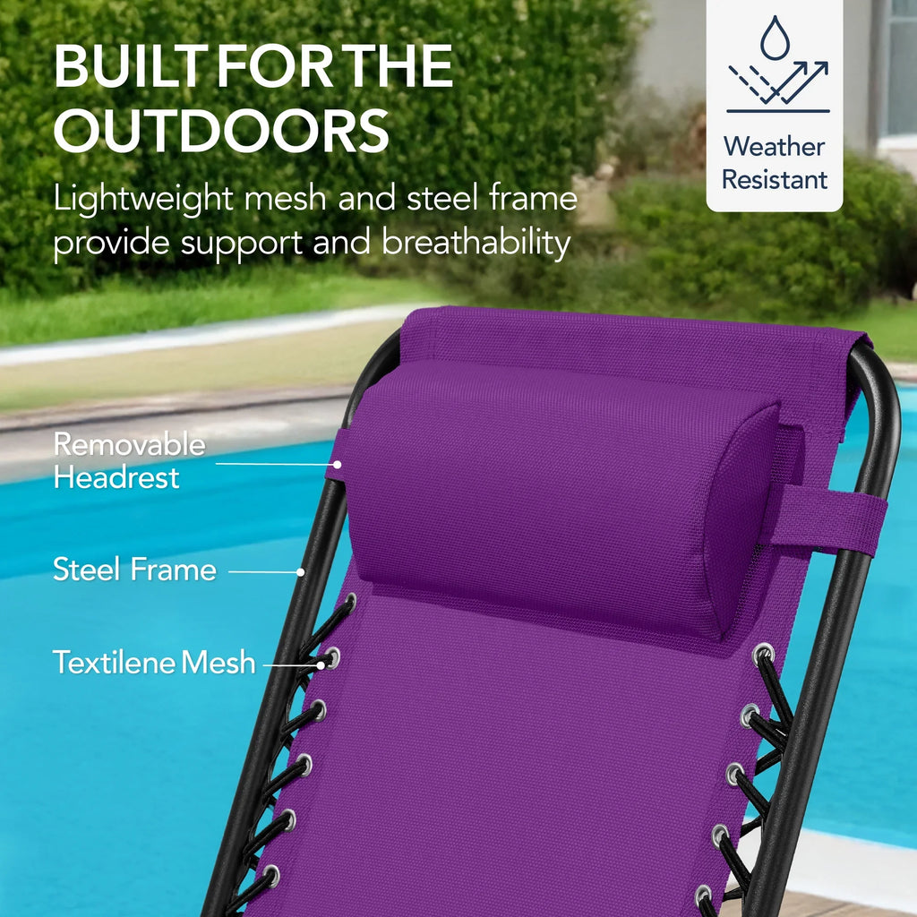 Best Choice Products Folding Outdoor Zero Gravity Rocking Lounge Chair w/ Headrest Pillow - Black