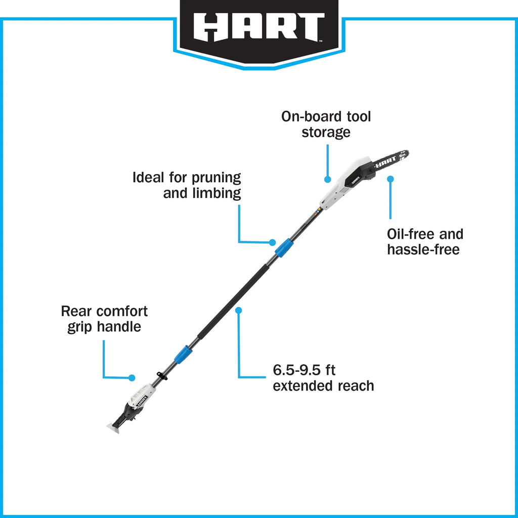 HART 20-Volt 8-Inch Pole Saw Kit, (1) 2.0 Ah Lithium Ion Battery