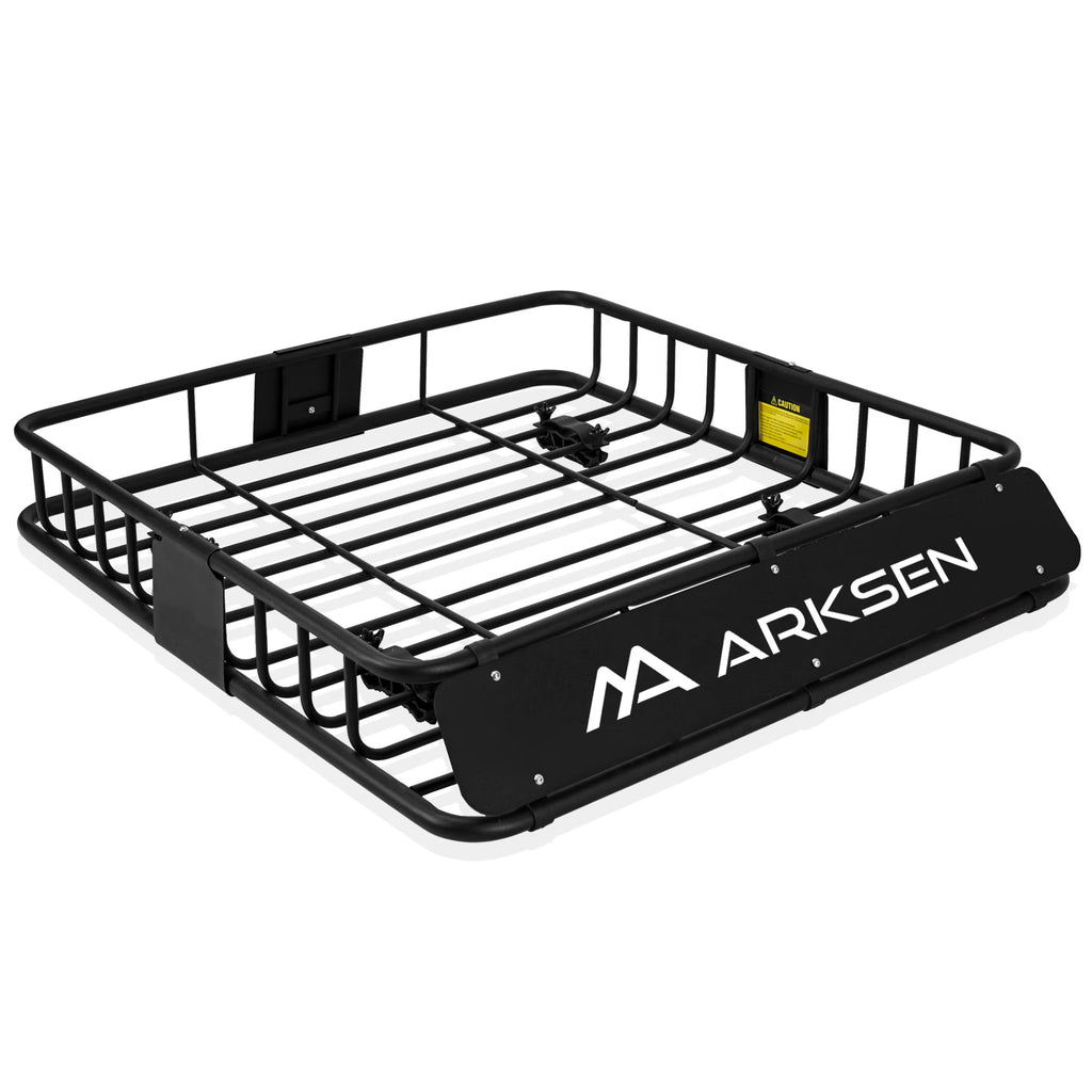 ARKSEN 43 x 39 x 6 inch Heavy Duty Roof Rack Cargo Carrier w/ 500D PVC Waterproof Cargo Bag, Universal Steel Roof Basket with Extension, 150 LBS Capacity Car Top Luggage Holder for SUV, Truck, Pickup